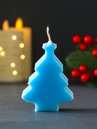 Свеча новогодняя «Ёлочка с гирляндой», 55×75 мм, голубой - фото 809246360