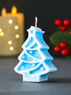 Свеча новогодняя «Ёлочка с гирляндой», 55×75 мм, голубой - фото 809246361