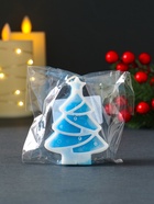 Свеча новогодняя «Ёлочка с гирляндой», 55×75 мм, голубой - фото 809304449