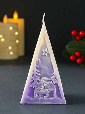 Свеча новогодняя «Пирамида Дед Мороз», 6?6.5?12 см, фиолетовый (комплект 2 шт)