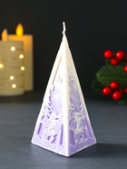 Свеча новогодняя «Пирамида Дед Мороз», 6×6.5×12 см, фиолетовый - Фото 3