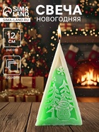 Свеча новогодняя «Пирамида Снеговик», 6×6.5×12 см, зелёный - Фото 1
