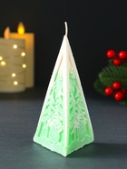 Свеча новогодняя «Пирамида Снеговик», 6×6.5×12 см, зелёный - Фото 3