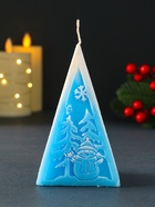 Свеча новогодняя «Пирамида Снеговик», 6×6.5×12 см, голубой - Фото 2