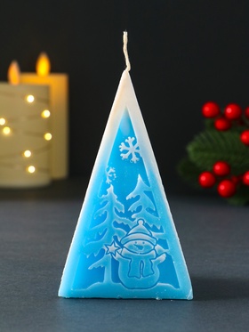 Свеча новогодняя «Пирамида Снеговик», 6?6.5?12 см, голубой (комплект 2 шт)