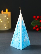 Свеча новогодняя «Пирамида Снеговик», 6×6.5×12 см, голубой - Фото 3