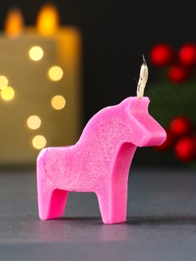 Декоративная свеча новогодняя «Лошадка мини», 55?50 мм, розовый (комплект 2 шт)