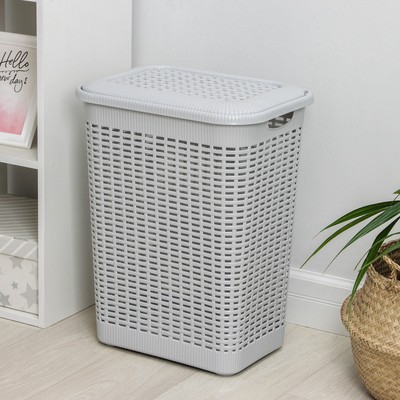 Корзина бельевая, 50 л, 42×31×56 см, с крышкой, МИКС