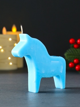 Декоративная свеча новогодняя «Лошадка», 95?105 мм, голубой (комплект 2 шт)