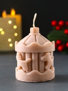 Декоративная свеча новогодняя «Карусель с лошадками», 60×80 мм, бежевый - Фото 3