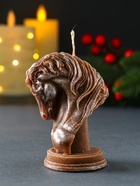 Декоративная свеча новогодняя «Конь» 60×90 мм, лак, коричневый - фото 809283490