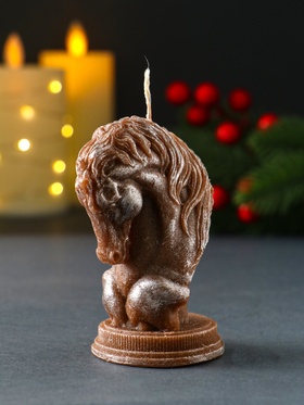 Декоративная свеча новогодняя «Конь» 60×90 мм, лак, коричневый