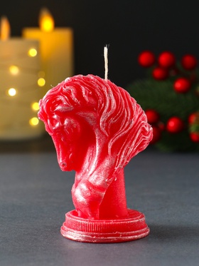 Декоративная свеча новогодняя «Конь», 60×90 мм, лак, красный