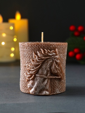 Декоративная свеча новогодняя «Лошадь Бохо», 70×75 мм, лак, коричневый