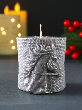 Декоративная свеча новогодняя «Лошадь Бохо», 70×75 мм, лак, серый