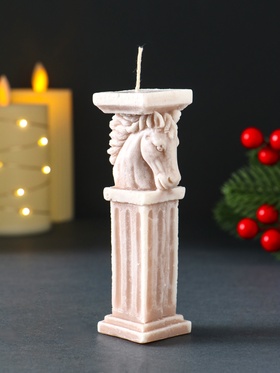 Декоративная свеча новогодняя «Пегас», 35×120 мм, бежевый