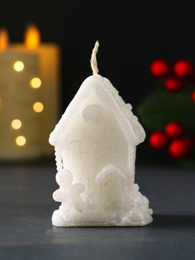Свеча новогодняя «Домик с Пряником», 40?70 мм, белый (комплект 2 шт)