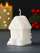Свеча новогодняя «Домик с Пряником», 40×70 мм, белый - фото 809246421