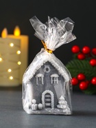 Свеча новогодняя «Домик с Ёлкой», 55×70 мм, серый - фото 809304477