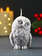 Свеча декоративная «Совушка новогодняя», 50×75 мм, серый - фото 809246429