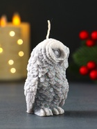 Свеча декоративная «Совушка новогодняя», 50×75 мм, серый - фото 809246432