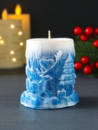 Свеча новогодняя цилиндр «Сказочный лес», 75×85 мм, синий - Фото 2