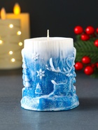 Свеча новогодняя цилиндр «Сказочный лес», 75×85 мм, синий - Фото 3