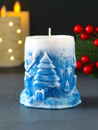 Свеча новогодняя цилиндр «Сказочный лес», 75×85 мм, синий - Фото 4