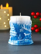 Свеча новогодняя цилиндр «Сказочный лес», 75×85 мм, синий - Фото 5