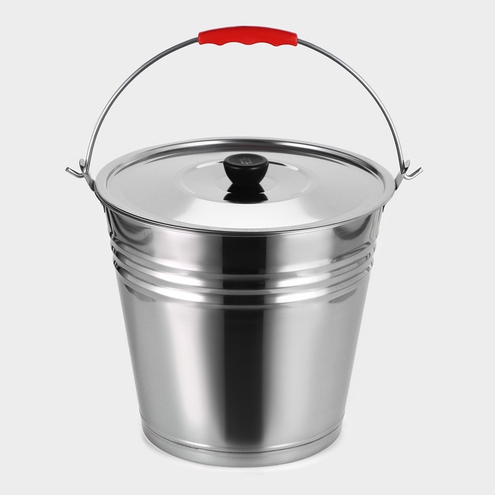 УЦЕНКА Ведро с крышкой 10 л, d=30 см, из нержавеющей стали AISI 201
