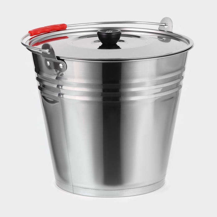 УЦЕНКА Ведро с крышкой 10 л, d=30 см, из нержавеющей стали AISI 201