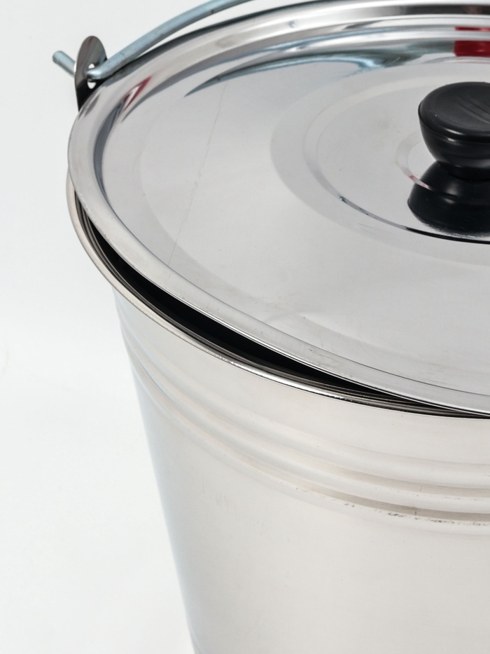 УЦЕНКА Ведро с крышкой 10 л, d=30 см, из нержавеющей стали AISI 201