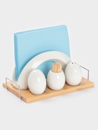 УЦЕНКА Набор для специй на бамбуковой подст 4 шт., солонка, перечница, салфетница, зубочист - Фото 2