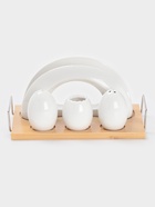 УЦЕНКА Набор для специй на бамбуковой подст 4 шт., солонка, перечница, салфетница, зубочист - Фото 3