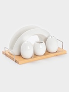 УЦЕНКА Набор для специй на бамбуковой подст 4 шт., солонка, перечница, салфетница, зубочист - Фото 4