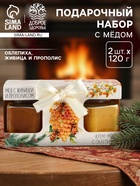 Подарочный набор новогодний «Здоровья и долголетия», мёд с прополисом, крем-мёд с облепихой - Фото 1