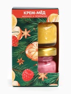 Крем-мёд новогодний, с кусочками сублимированного апельсина, малины, набор 2 шт., по 30 г - фото 809246580