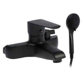 {{photo.Alt || photo.Description || 'УЦЕНКА Смеситель для ванны ZEIN Z3855, однорычажный, душевой набор, лейка 5 режимов, черный'}}