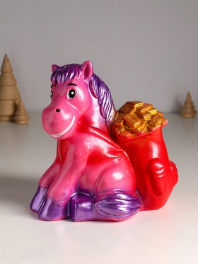 Копилка для денег «Конь с деньгами», гипс, 21 см, розовый