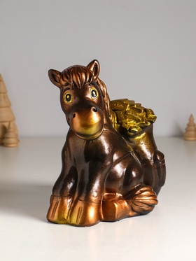 Копилка для денег «Конь с деньгами», гипс, 21 см, под бронзу