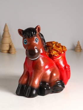 Копилка для денег «Конь с деньгами», гипс, 21 см, коричневый