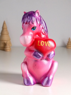 Копилка для денег «Лошадь с сердцем», гипс, 24 см, розовый