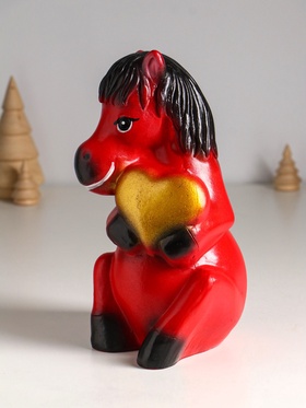 Копилка для денег «Огненный конь с сердцем», гипс, 24 см, красный