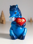 Копилка для денег «Лошадь с сердцем», гипс, 23.5 см, синий - Фото 2