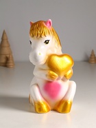 Копилка для денег «Лошадь с сердцем», гипс, 23 см, белый с золотом - Фото 2