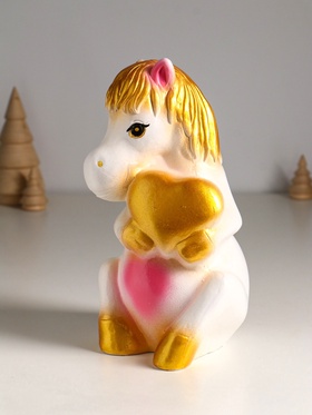 Копилка для денег «Лошадь с сердцем», гипс, 23 см, белый с золотом