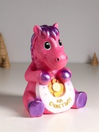 Копилка для денег «Конь с подковой», гипс, 24 см, розовый - Фото 3
