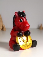 Копилка для денег «Конь с подковой», гипс, 24 см, красный - Фото 3