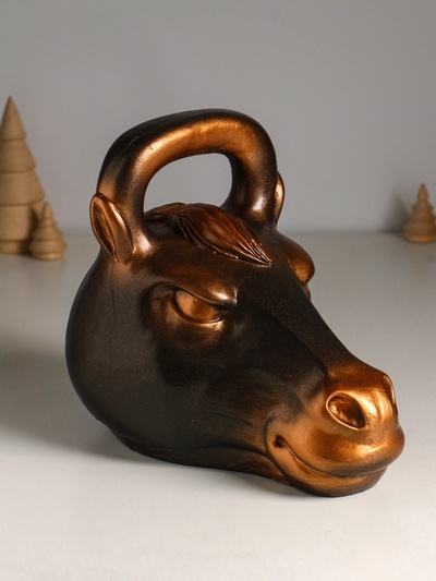 Копилка для денег «Гиря конь», гипс, 21×25 см, под бронзу