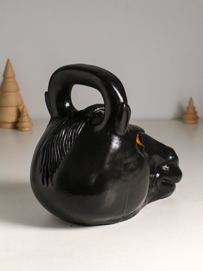 Копилка для денег «Гиря конь», гипс, 20.5×25 см, чёрный